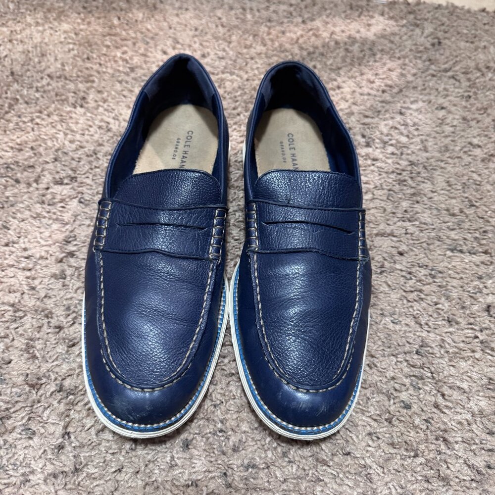 Cole Haan ZerøGrand Leather Penny Loafers – Men’s Size 13 – Blue